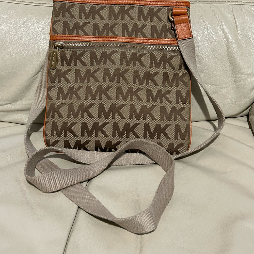 Michael Kors Tan and Brown MK Crossbody
